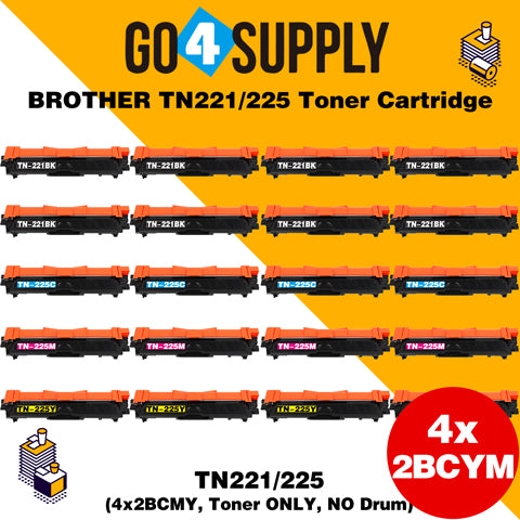 Compatible Set Combo Brother TN221 TN225 TN-221 TN-225 Toner Unit Used for Brother HL-3140CW/ HL-3142CW/ HL-3150CDW/ HL-3152CDW/ HL-3170CDW/ HL-3172CDW/ MFC-9130CW/ MFC-9140CDN/ MFC-9330CDW/ MFC-9340CDW; DCP-9020CDW Printer