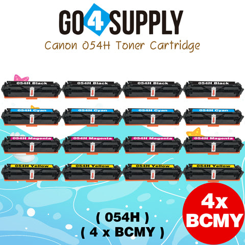 Compatible CANON Set Combo CRG054H (BCMY) Toner Cartridge CRG-054H Used for i-SENSYS LBP621Cw/LBP623Cw/MF641Cw/MF643Cdw/MF645Cx; Color imageCLASS MF642Cdw/MF641Cw/MF644Cdw/LBP622Cdw
