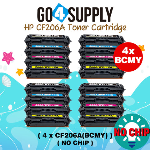 Compatible HP Set Combo (BCMY, NO CHIP) CF206A W2110A W2111A W2112A W2113A 206A Toner Cartridge Replacement for HP Color LaserJet Pro MFP M283fdw/M283fdn; M255dw/M255nw