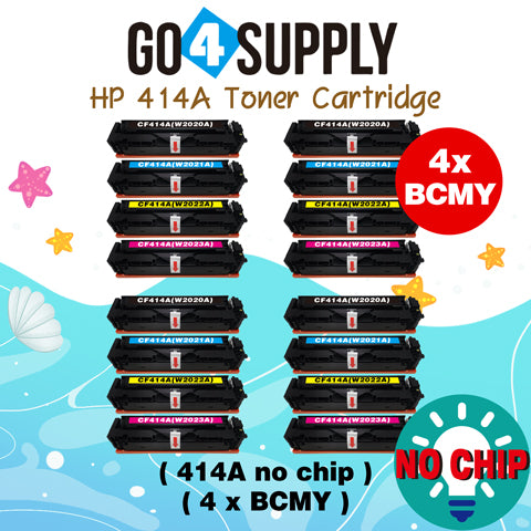 Compatible HP CF414A (NO CHIP) W2020A W2021A W2022A W2023A Set Combo Toner Cartridge Used for Color LaserJet Pro M454dn/M454dw; MFP M479dw/M479fdn/M479fdw/M454nw; Enterprise M455dn/ MFP M480f/ MFP M480f; Color LaserJet Managed E45028