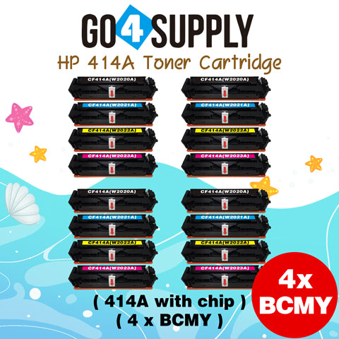 Compatible HP CF414A (WITH CHIP) W2020A W2021A W2022A W2023A Set Combo Toner Cartridge Used for Color LaserJet Pro M454dn/M454dw; MFP M479dw/M479fdn/M479fdw/M454nw; Enterprise M455dn/ MFP M480f/ MFP M480f; Color LaserJet Managed E45028