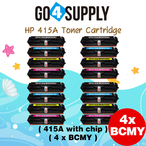 Compatible HP Set Combo W2030A W2031A W2032A W2033A CF415A (BCMY, WITH CHIP) Toner Cartridge Used for Color LaserJet Pro M454dn/M454dw; MFP M479dw/M479fdn/M479fdw/M454nw; Enterprise M455dn/MFP M480f; Color LaserJet Managed E45028