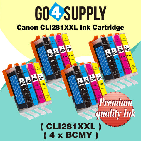 Compatible 4-Color Set (BCMY) Canon CLI281 CLI281XXL CLI-281XXL Ink Cartridge CLI281XL CLI-281XL Used for PIXMA TS702/TR7520/TR8520/TR8620/TS6120/TS6220/TS6320/TS8120/TS8220/TS8320/TS9120/TS9520/TS9521C Printers