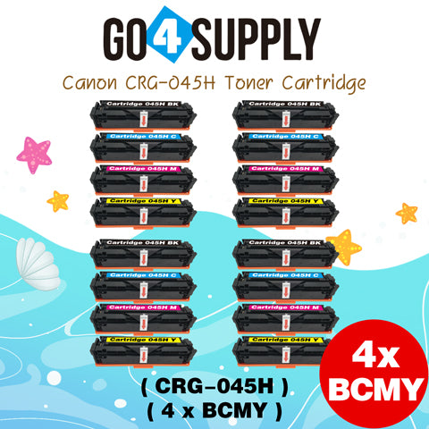 Compatible (High-Yield Page) CANON CRG-045H CRG045H (BCMY) Set Toner Cartridge Used for Color imageCLASS MF634Cdw/LBP612Cdw/MF632Cdw; i-SENSYS MF631Cn/633Cdw/635Cx/LBP611Cn/613Cdw