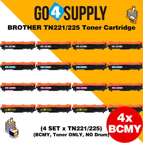 Compatible Set Combo Brother TN221 TN225 TN-221 TN-225 Toner Unit Used for Brother HL-3140CW/ HL-3142CW/ HL-3150CDW/ HL-3152CDW/ HL-3170CDW/ HL-3172CDW/ MFC-9130CW/ MFC-9140CDN/ MFC-9330CDW/ MFC-9340CDW; DCP-9020CDW Printer