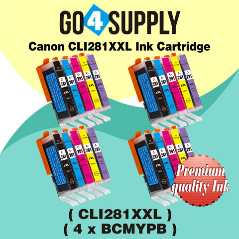 Compatible (WITHOUT Large Black) Included Photo Blue 5-Color Combo (BCMY+PB) Canon CLI281 CLI281XXL CLI-281XXL Ink Cartridge CLI281XL CLI-281XL Used for PIXMA TS8120/TS8220/TS8320/TS9120 Printers