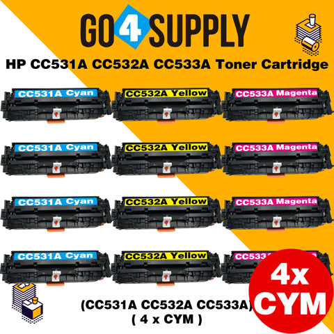 Compatible 3-Color Combo HP CC531A CC532A CC533A Toner Cartridge Used for HP Color laserJet CP2020/ 2024/ 2025/ 2026/ 2027/ 2024n/ 2024dn/ 2025n/ 2025dn/ 2025x/ 2026n/ 2026dn/ 2027n/ 2027dn; CM2320 MFP Series Printer