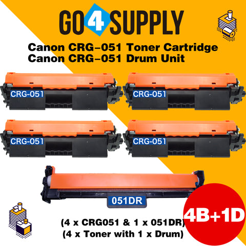 Compatible (Toner + Drum) Canon CRG051 CRG-051 Cartridge 051 Black Toner Cartridge (2168C001) with Drum Unit (2170C001) Used for Canon ImageCLASS LBP162dw MF264dw MF267dw MF269dw Printer