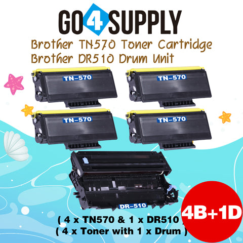 Compatible Combo Set (Drum + Toner) TN570 TN-570 Toner Cartridge with DR510 DR-510 Drum Unit Used for Brother HL1030/1435/1230/1440/1240/1450/1250/1470n; MFC8500/8600/8700; DCP1200/1400 Printer
