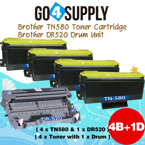 Compatible Combo Set (Drum + Toner) TN580 TN-580 Toner Cartridge with DR520 DR-520 Drum Unit Used for Brother HL5240/5250DN/5250DNT/5340/5350/5380/5270/5280DW; MFC8460N/8860DN/8480DN; DCP8060/MF8870/8670/8065DN Printer