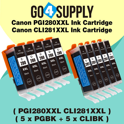 Compatible (PGBK+CLIBK) Canon PGI280 CLI281 Ink Cartridge Used for PIXMA TS702/TR7520/TR8520/TR8620/TS6120/TS6220/TS6320/TS8120/TS8220/TS8320/TS8322/TS9120/TS9520/TS9521C