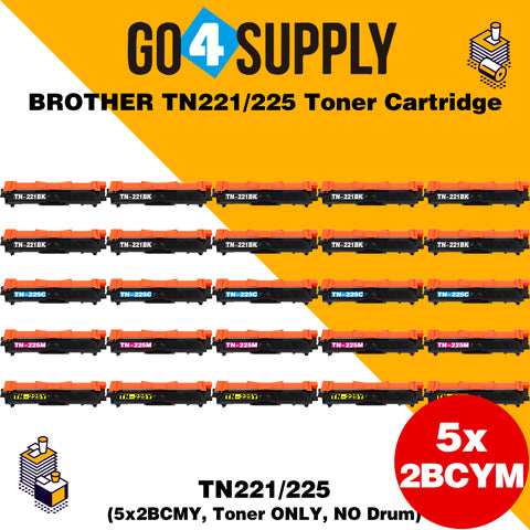 Compatible Set Combo Brother TN221 TN225 TN-221 TN-225 Toner Unit Used for Brother HL-3140CW/ HL-3142CW/ HL-3150CDW/ HL-3152CDW/ HL-3170CDW/ HL-3172CDW/ MFC-9130CW/ MFC-9140CDN/ MFC-9330CDW/ MFC-9340CDW; DCP-9020CDW Printer