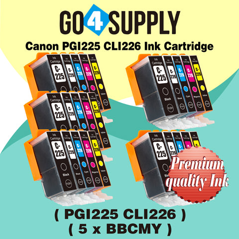 Compatible NO Included Grey Combo Canon 225/226 PGI225xl CLI226xl PGI-225xl CLI-226xl Ink Cartridge Used for Canon PIXMA MG5720/MG5721 Black Silver/MG5722 White Silver/MG6820/MG6821 Black Silver/MG6822/MG7720; PIXMA TS5020/6020/8020/9020 Printers