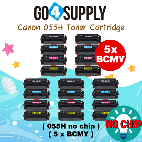 Compatible (High-Yield Page) CANON CRG055H (BCMY, NO CHIP) Set Combo CRG-055H Toner Cartridge Used for Canon i-SENSYS MF741Cdw;  i-SENSYS MF745Cdw;  i-SENSYS MG743Cx