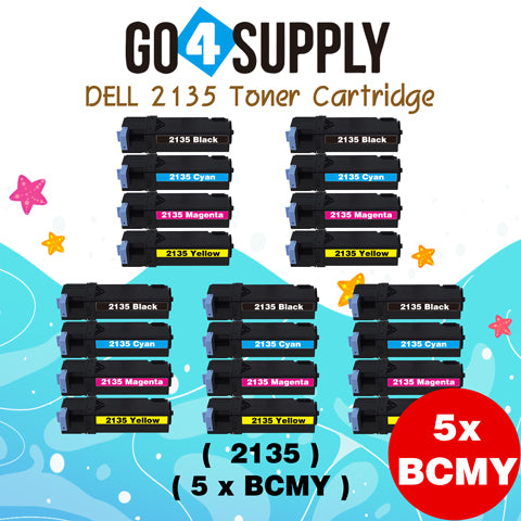 Compatible Dell 2135 set combo 330-1389 Black 330-1390 Cyan 330-1391 Yellow 330-1392 Magenta Toner Cartridge Replacement for 2135CN 2130CN Laser Printer