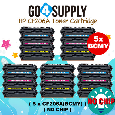 Compatible HP Set Combo (BCMY, NO CHIP) CF206A W2110A W2111A W2112A W2113A 206A Toner Cartridge Replacement for HP Color LaserJet Pro MFP M283fdw/M283fdn; M255dw/M255nw