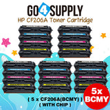 Compatible HP Set Combo (BCMY, WITH CHIP) CF206A W2110A W2111A W2112A W2113A 206A Toner Cartridge Replacement for HP Color LaserJet Pro MFP M283fdw/M283fdn; M255dw/M255nw