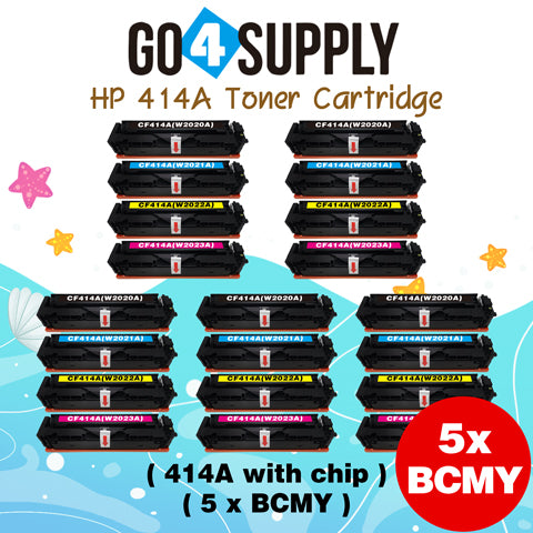Compatible HP CF414A (WITH CHIP) W2020A W2021A W2022A W2023A Set Combo Toner Cartridge Used for Color LaserJet Pro M454dn/M454dw; MFP M479dw/M479fdn/M479fdw/M454nw; Enterprise M455dn/ MFP M480f/ MFP M480f; Color LaserJet Managed E45028