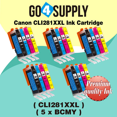 Compatible 4-Color Set (BCMY) Canon CLI281 CLI281XXL CLI-281XXL Ink Cartridge CLI281XL CLI-281XL Used for PIXMA TS702/TR7520/TR8520/TR8620/TS6120/TS6220/TS6320/TS8120/TS8220/TS8320/TS9120/TS9520/TS9521C Printers