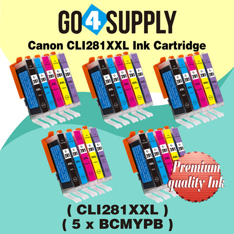 Compatible (WITHOUT Large Black) Included Photo Blue 5-Color Combo (BCMY+PB) Canon CLI281 CLI281XXL CLI-281XXL Ink Cartridge CLI281XL CLI-281XL Used for PIXMA TS8120/TS8220/TS8320/TS9120 Printers