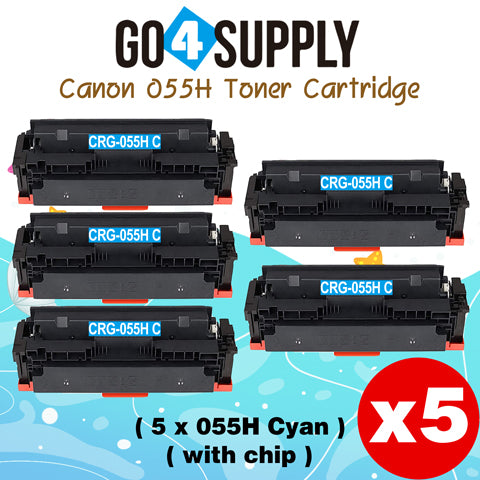 Compatible CANON (High-Yield Page) Cyan CRG055H (WITH CHIP) CRG-055H Toner Cartridge Used for Canon i-SENSYS MF741Cdw; i-SENSYS MF745Cdw;  i-SENSYS MG743Cx