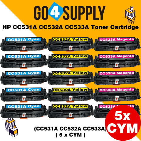 Compatible 3-Color Combo HP CC531A CC532A CC533A Toner Cartridge Used for HP Color laserJet CP2020/ 2024/ 2025/ 2026/ 2027/ 2024n/ 2024dn/ 2025n/ 2025dn/ 2025x/ 2026n/ 2026dn/ 2027n/ 2027dn; CM2320 MFP Series Printer