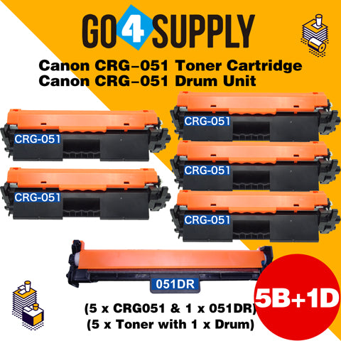 Compatible (Toner + Drum) Canon CRG051 CRG-051 Cartridge 051 Black Toner Cartridge (2168C001) with Drum Unit (2170C001) Used for Canon ImageCLASS LBP162dw MF264dw MF267dw MF269dw Printer