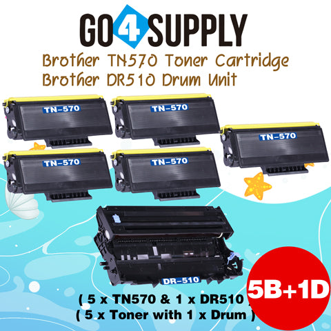 Compatible Combo Set (Drum + Toner) TN570 TN-570 Toner Cartridge with DR510 DR-510 Drum Unit Used for Brother HL1030/1435/1230/1440/1240/1450/1250/1470n; MFC8500/8600/8700; DCP1200/1400 Printer