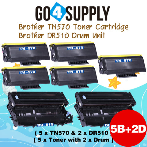 Compatible Combo Set (Drum + Toner) TN570 TN-570 Toner Cartridge with DR510 DR-510 Drum Unit Used for Brother HL1030/1435/1230/1440/1240/1450/1250/1470n; MFC8500/8600/8700; DCP1200/1400 Printer