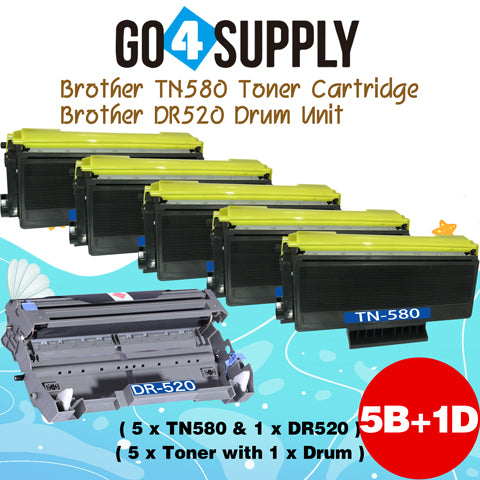 Compatible Combo Set (Drum + Toner) TN580 TN-580 Toner Cartridge with DR520 DR-520 Drum Unit Used for Brother HL5240/5250DN/5250DNT/5340/5350/5380/5270/5280DW; MFC8460N/8860DN/8480DN; DCP8060/MF8870/8670/8065DN Printer