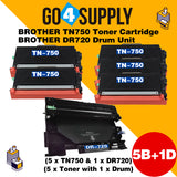 Compatible Kits Combo Brother TN750 TN-750 Toner Unit with DR720 DR-720 Drum Unit Used for HL5440D/5445D/5450DN/5470DW/5470DWT/6180DW/6180DWT/MFC8710DN/MFC8910DW/MFC8950DWTD/CP8155DN/DCP8150DN/DCP8110DN Printer