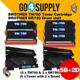 Compatible Kits Combo Brother TN750 TN-750 Toner Unit with DR720 DR-720 Drum Unit Used for HL5440D/5445D/5450DN/5470DW/5470DWT/6180DW/6180DWT/MFC8710DN/MFC8910DW/MFC8950DWTD/CP8155DN/DCP8150DN/DCP8110DN Printer