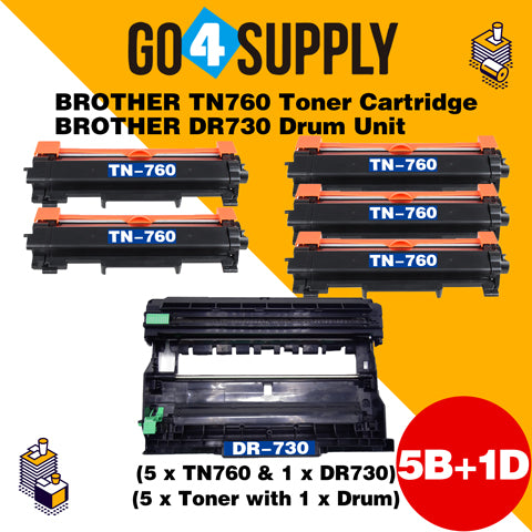 Compatible kits Combo Brother TN760 TN-760 Toner Unit with DR730 DR-730 Drum Unit Used for Brother DCP-L2550DW, HL-L2350DW, HL-L2370DW, HL-L2370DW XL, HL-L2390DW, HL-L2395DW, MFC-L2710DW, MFC-L2750DW, MFC-L2750DW XL Printer