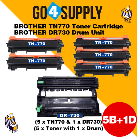 Compatible kits Combo Brother TN770 TN-770 Toner Unit with DR730 DR-730 Drum Unit Used for Brother HL-L2370DW, HL-L2370DW XL, MFC-L2750DW, MFC-L2750DW XL Printer
