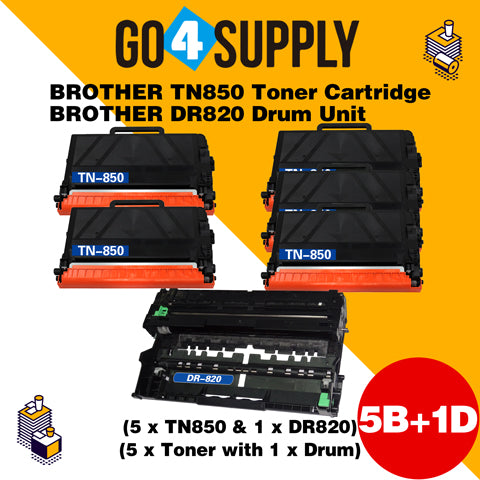 Compatible Kits Combo Brother TN850 TN-850 Toner Unit with DR820 DR-820 Drum Unit Used for DCP-L5500DN/L5600DN/L5650DN, HL-L5000D/L5100DN/L5200DW/L5200DWT/L6200DW/L6200DWT/L6250DW/L6300DW/L6400DW/L6400DWT Printer