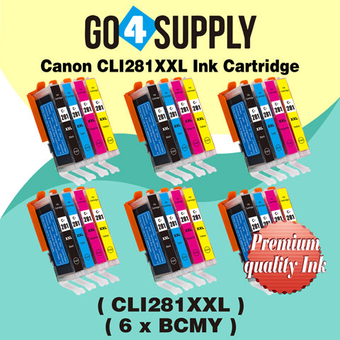 Compatible 4-Color Set (BCMY) Canon CLI281 CLI281XXL CLI-281XXL Ink Cartridge CLI281XL CLI-281XL Used for PIXMA TS702/TR7520/TR8520/TR8620/TS6120/TS6220/TS6320/TS8120/TS8220/TS8320/TS9120/TS9520/TS9521C Printers