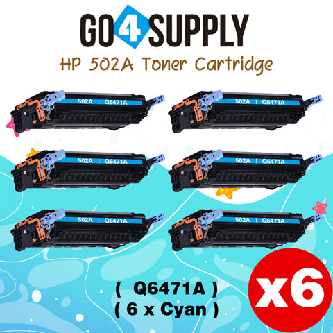 Compatible HP Cyan Q6471A 502A Q6470A Toner Cartridge to use for HP Color Laserjet CP3505 3505n 3505dn 3600 3600n 3600dtn 3800 Printers