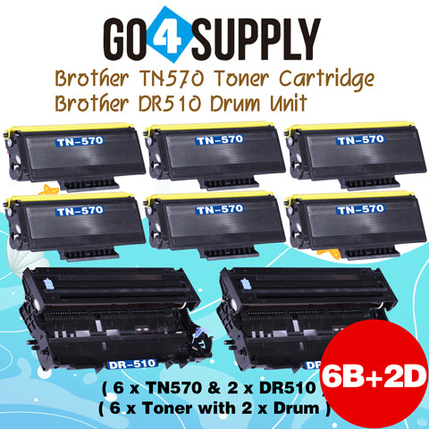 Compatible Combo Set (Drum + Toner) TN570 TN-570 Toner Cartridge with DR510 DR-510 Drum Unit Used for Brother HL1030/1435/1230/1440/1240/1450/1250/1470n; MFC8500/8600/8700; DCP1200/1400 Printer
