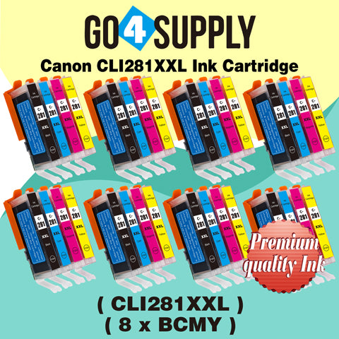 Compatible 4-Color Set (BCMY) Canon CLI281 CLI281XXL CLI-281XXL Ink Cartridge CLI281XL CLI-281XL Used for PIXMA TS702/TR7520/TR8520/TR8620/TS6120/TS6220/TS6320/TS8120/TS8220/TS8320/TS9120/TS9520/TS9521C Printers