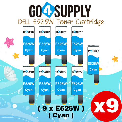 Compatible Dell 593-BBJU Cyan E525W E525 525w to use with E525w Wireless Color Printers