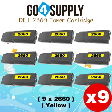 Compatible Dell 2660 Yellow 593-BBBR 2K1VC Toner Cartridge Replacement for C2660dn C2665dnf Printer