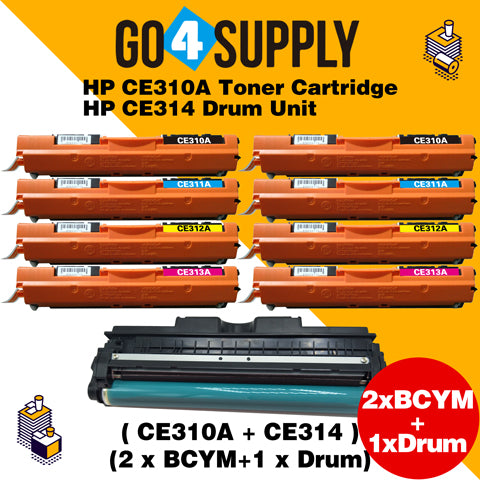 Compatible Set Included Drum Unit HP 310 CE310A CE311A CE312A CE313A Toner Cartridge Used for HP  Laserjet Pro CP1020/ 1021/ 1022/ 1023/ 1025; CP 1026/ 1027/ 1028nw; 100 M175a/b/c/nw/p/q/R; 200 color MFP M275nw/s/t/u Printer