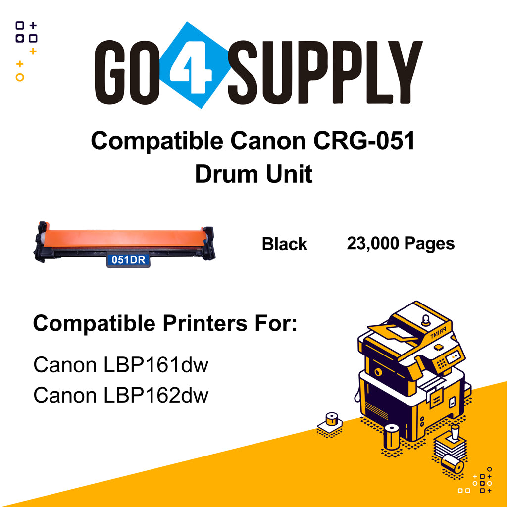 Compatible (DRUM ONLY) Canon CRG051 CRG-051 Cartridge 051 Black (2170C001) Drum Unit Used for Canon ImageCLASS LBP162dw MF264dw MF267dw MF269dw Printer