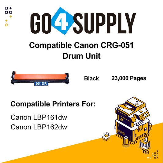 Compatible (DRUM ONLY) Canon CRG051 CRG-051 Cartridge 051 Black (2170C001) Drum Unit Used for Canon ImageCLASS LBP162dw MF264dw MF267dw MF269dw Printer