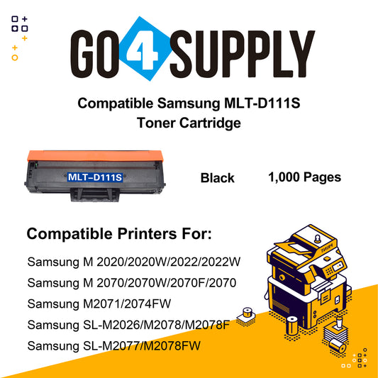 Compatible Samsung 111S D111S MLT-D111S Toner Cartridge Replacement for Samsung M2020/ 2020W; M2070/ 2070W/ 2070F/ 2070/ M2071/ 2074FW; SL-M2077; M2022/ 2022W; SL-M2026/ SL-M2078/ 2078F/ 2078FW