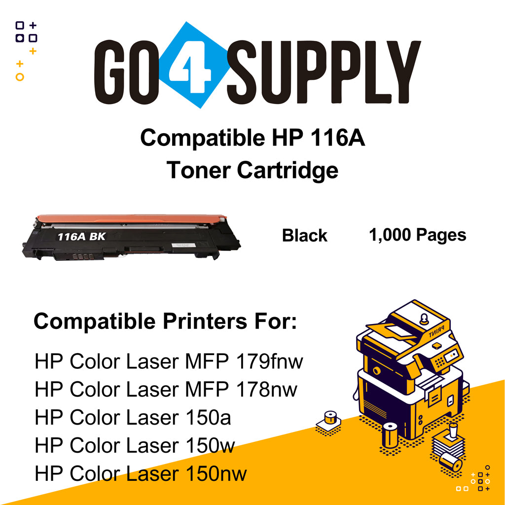 Compatible Black HP 116A W2060A Toner Cartridge Used for HP Color Laser MFP 179fnw/ 178nw; Color Laser 150a/ 150w/ 150nw Printer