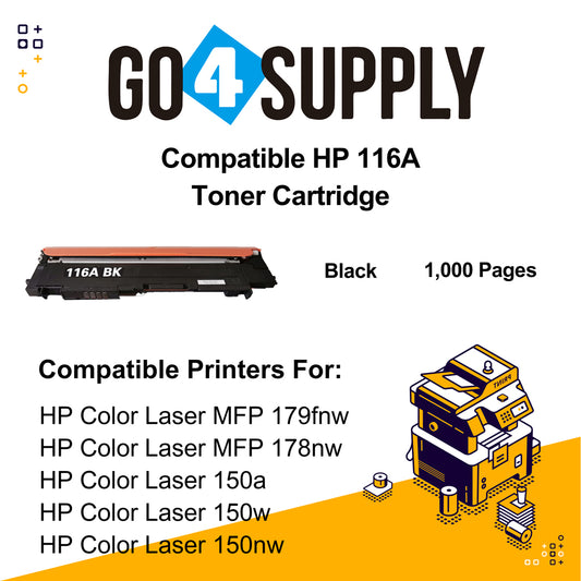 Compatible Black HP 116A W2060A Toner Cartridge Used for HP Color Laser MFP 179fnw/ 178nw; Color Laser 150a/ 150w/ 150nw Printer