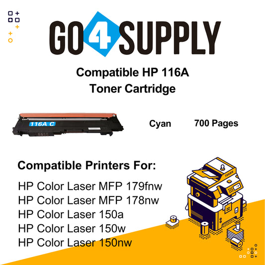 Compatible Cyan HP 116A W2061A Toner Cartridge Used for HP Color Laser MFP 179fnw/ 178nw; Color Laser 150a/ 150w/ 150nw Printer
