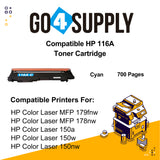 Compatible Cyan HP 116A W2061A Toner Cartridge Used for HP Color Laser MFP 179fnw/ 178nw; Color Laser 150a/ 150w/ 150nw Printer