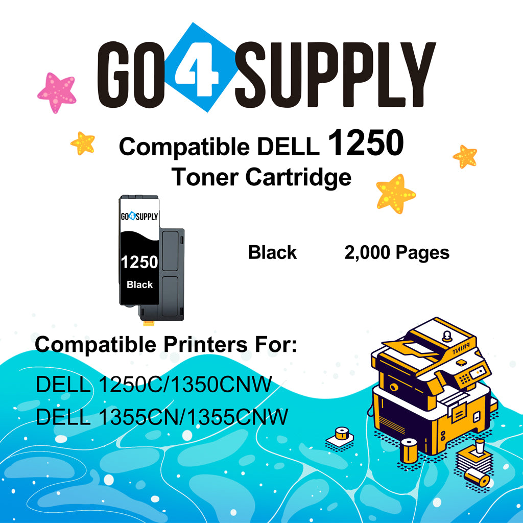 Compatible Black Dell 1250/810WH Toner Cartridge Replacement for Dell 331-0778 Used for 1250c 1350cnw 1355cn 1355cnw C1760nw C1765nf Printer